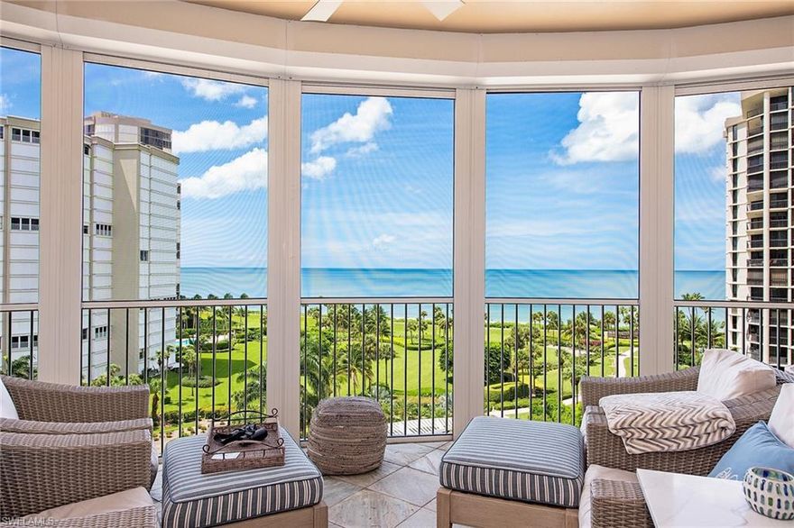 Enjoy gorgeous Gulf and bay views from this preferred "front and center" location in Aria. Just steps to the beach, this beautiful home in the sky provides nearly 4,800 square feet of luxurious living with 4-bedroom suites, 4.5 baths and 3 generously sized outdoor lanais. The recently completely remodeled kitchen provides white cabinetry and quartzite countertops, gas cooking, top-notch appliances, temperature-controlled wine storage and ample storage. Additional features of the home include nearly 10-foot ceilings, 8-foot doors, refurbished stone flooring, beamed ceilings, freshly painted walls throughout, all-new carpet, motorized shades, custom millwork, all new light fixtures, three new air conditioners, two new water heaters and a Sonos sound system. Aria is the grand finale on Park Shore Beach with superb amenities, including a 24-hour manned front desk and a resident manager, a social room with a catering kitchen, a state-of-the-art fitness room, billiards room, 2 guest suites, 2 parking spaces and additional air-conditioned storage. Aria is pet-friendly, allowing 2 dogs of any size, and is only moments from Venetian Village dining, shopping and entertainment.