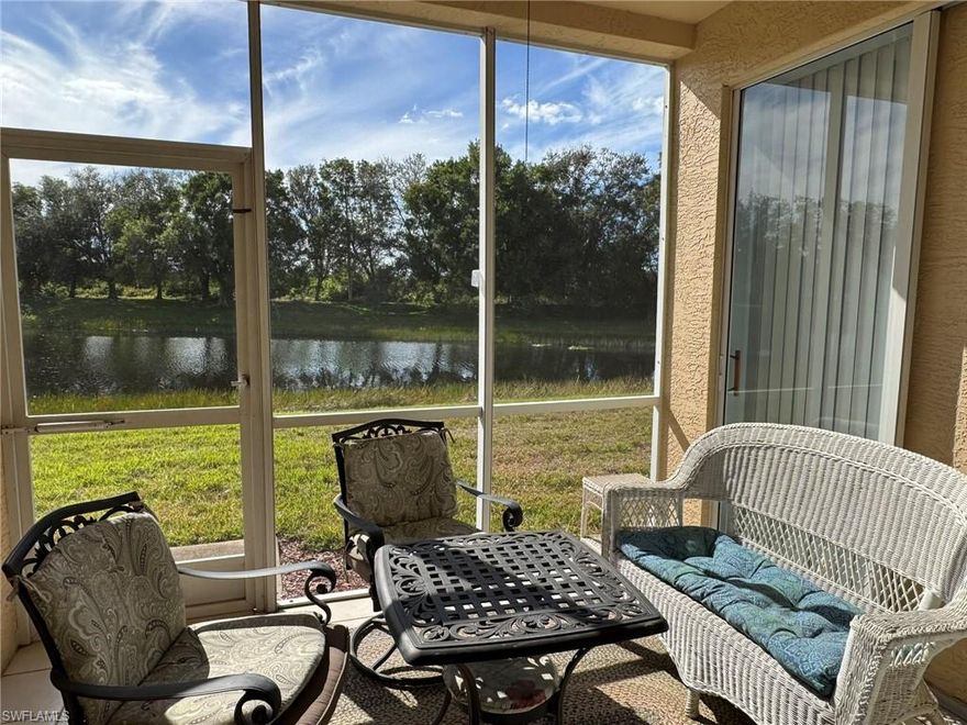 AVAILABLE APRIL 1,2026- DEC 31,2026 LAKEFRONT, 1ST floor, FULLY FURNISHED LEASE INCLUDES: WATER, CABLE AND WIFI & ALL THE RESORT STYLE AMENITIES! This light and bright 2Bed/2 Bath + DEN boasts a screened balcony with stunning private Lake views & a close covered parking space. Recently REMODELED with newer appliances, tile and luxury vinyl wood floors & fresh paint. It features a split floor plan, almost 1200 Sq Ft of living area with an eat-in kitchen, & full size dining as well as full size laundry with inside W&D. The community of Parker Lakes has a large resort style pool/spa, separate lap pools, clubhouse, fitness room, 8 PICKLEBALL courts, 2 tennis, kids play zone, BBQ areas, basketball, shuffleboard & designated fishing lakes! Very close to Sanibel & Captiva Islands, Ft. Myers Beach, shopping, restaurants, entertainment as well as the 279 acre Lakes Community park. • FREE WiFi / Internet • FREE Cable-TV • FREE Parking for your car(s) * Sorry, no Pets * *THIS IS A 30 DAY MINIMUM TO AS LONG AS AN 8 MO LEASE... TURNKEY FURNISHED UNIT