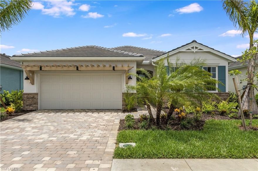 Come see this beautiful NEW CONSTRUCTION home, located in Seasons at Bonita! Just minutes from I-75, great dining/shopping, and some of SWFL’s most desirable beaches, this 3 bedroom, 2 bathroom home offers something everyone can admire. Featuring the highly sought after Delray floorplan, this stunning pool home boasts 2,034 sqft with a 2 car garage, large paver driveway, tile throughout all main living areas and plenty of natural lighting. The spacious great room gives you direct pool access, and is overlooked by a bright kitchen with granite countertops, 42 inch cabinets w/ upper crown molding, stainless steel appliances, and a breakfast bar. The generously sized master bedroom boasts two walk in closets and your own private ensuite, complete with dual vanities, ample storage, and a large walk in shower. Relax in the shade with your favorite book, or entertain guests in your sparkling pool/spa. There will also be a variety of amenities included, such as a large clubhouse, resort style pool, fitness room, pickleball, tennis/bocce courts, a walking trail and even a beach lounging area. You don't want to miss this opportunity, call and schedule your showing today!