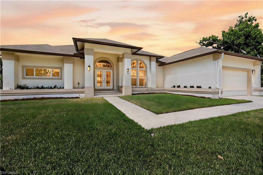 Exquisite 3-Bedroom Estate + Den (one of the bedrooms could be an In-Law Suite) | Nearly 3,000 Sq Ft of Refined Single-Level Living | Unrivaled Double-Fairway + Wide Water Panorama!  Commanding one of the most coveted homesites in The Forest, this exceptional residence is perfectly positioned to capture sweeping double-fairway vistas and a shimmering wide-water panorama—an incomparable backdrop that defines luxury Florida living. Step into a world of sophistication where generous interiors, curated finishes, and breathtaking views converge. Offering 3 bedrooms, a refined den, this nearly 3,000 sq ft home lives effortlessly and elegantly on a single level.
Outdoors, a resort-caliber pool is framed by an expansive travertine deck, enhanced by an architectural picture-window screen enclosure—a dramatic statement piece that blurs the line between inside and out.  
Security and serenity come standard with impact-resistant windows and doors, complemented by hurricane roll-down fabric screens for complete peace of mind. Set just beyond the 24/7 manned gates, this prestigious address offers unmatched convenience—mere steps from the clubhouse, yet tucked into a tranquil enclave of lush mature landscape. Never flooded. Located west of 41 where golf membership is optional, presenting rare flexibility in a luxury golf community. LOW annual HOA of only $3,100, inclusive of cable and high-speed internet. The Forest Country Club—A Lifestyle of Distinction!  Membership unlocks a world of elite amenities, including:  Two championship 18-hole golf courses: The Bobcat and The Bear.  The Bear’s spectacular $10.6 million renovation—fully funded and unveiling December 2025!   A celebrated tennis and pickleball center known for its vibrant programs, Bocce courts, a relaxed yet chic tiki bar, and a full calendar of curated social events!  With its prized southwest exposure, the home enjoys nightly performances of the region’s iconic cotton-candy sunsets—an ever-changing masterpiece viewed from your private sanctuary.  Nestled within a community renowned for its pristine natural beauty, abundant wildlife, and miles of picturesque walking paths, this home is a rare blend of elegance, setting, and lifestyle.