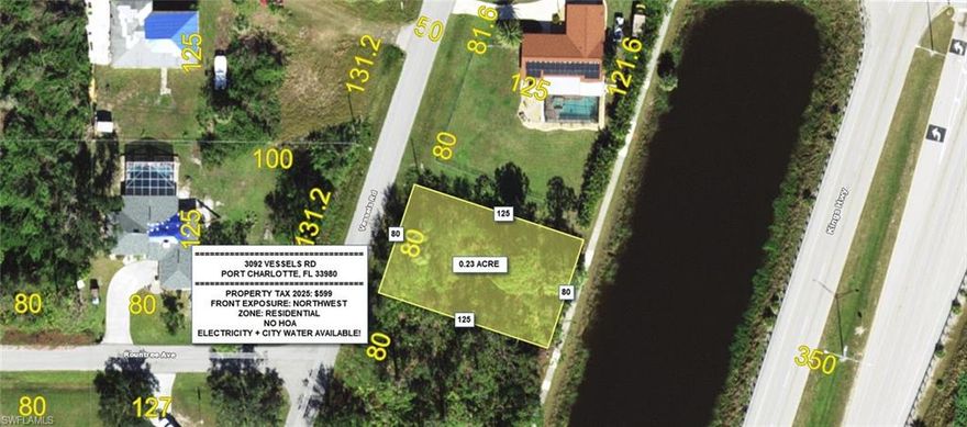Waterfront views set the stage. Build your dream home on this well positioned lot with canal frontage, offering a peaceful setting and room to enjoy Florida living right from your backyard. Conveniently located with easy access to US-41 (Tamiami Trail) and I-75. Just minutes from shopping and dining at Port Charlotte Town Center and close to waterfront attractions like Fishermen’s Village. A short drive to Gulf beaches including Englewood Beach. Ideal for building now or investing in a growing area.