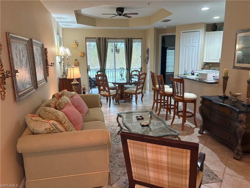 Enjoy resort style living and an active community, whether you are enjoying downtime from work or during retirement. This 2 bedroom, 2 bath plus den property boasts a beautiful lake preserve view and is conveniently located near all amenities. The unit is furnished. The community includes pickleball courts and leagues, bocce ball, restaurant, fitness center and an Olympic size community pool with cabana bar. Tennis is available, and is a separate membership. Sterling Oaks is centrally located near beaches, restaurants,
and shopping. Cable, Internet, water/sewer, security and amenities (not tennis) all included in rent