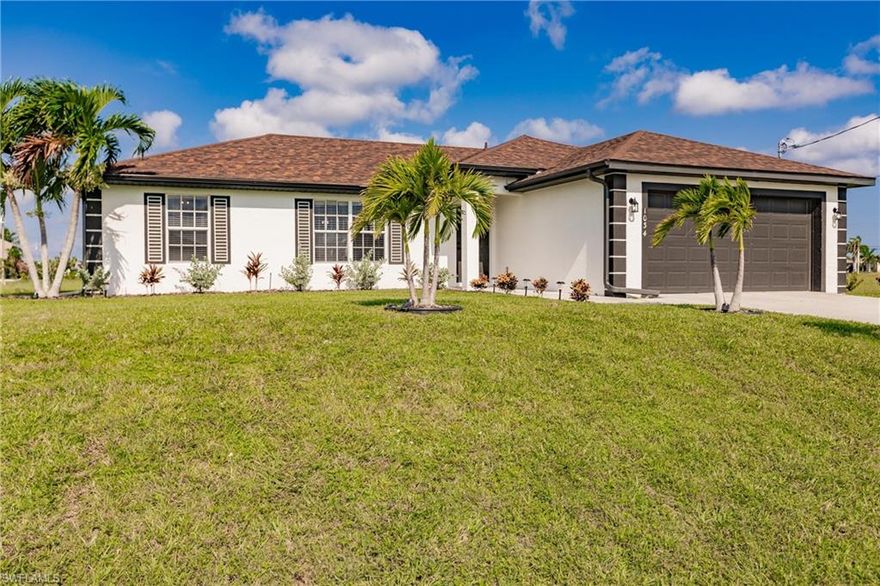 Welcome! Come see This Exceptional Pool Home with 4-Bedrooms and 2-Bathrooms, Located in a Peaceful Cape Coral Neighborhood. This residence has been Beautifully Updated from Top to Bottom, Offering Modern Upgrades Throughout. The Updated Kitchen Features an ExtraLarge Island, Granite Countertops, and Stainless-Steel Appliances, Making it ideal for Entertaining and Everyday Living. The Open-Concept Floor Plan Includes a Spacious Living Area with Vaulted Ceilings and Luxury Vinyl Flooring Throughout — NO Carpet. The Home is Equipped with a Whole-House Reverse Osmosis System, Providing Clean, Purified Water at Every Tap. Step Outside to Your Private Saltwater Pool, Surrounded by Newly Landscaped Grounds and Enhanced with Ambient Pool Lighting — Perfect for Relaxing Evenings and Florida Sunsets. Recent Upgrades Offer Peace of Mind and Efficiency, Including a New HVAC System (2022), New Decking, Insulation, and Shingle Roof (2023), a New Pool Pump, and a Newer Water Heater. With its Stylish Updates, Desirable Location, and Gulf-Access Surroundings, This Home is Truly a Rare Cape Coral Find. Don’t Miss the Opportunity to Make it Yours and Experience the Best of Florida Living.