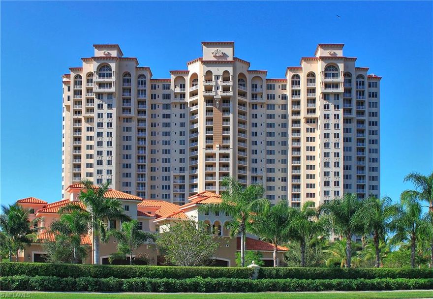 Light and bright corner end unit on coveted SW side with amazing wide gulf and sunset views. Fantastic space ready for your own special touches. Lovely marble floors in main living area of the home. There are 3 large suites plus an enclosed den/office. Two under building garage spaces. Wonderful 9 ft volume ceiling height. This much loved luxury high rise has 2 guest suites, tennis and a fitness center on site plus a gorgeous sunny pool and spa. Easy beach and tram access. There is guard gated security and 24 hour concierge in the lobby. Come home to Cap Ferrat and all the 5 star resort amenities of Pelican Bay with 2 beach front restaurants, tennis, a state of the art fitness/life center, gourmet dining and extraordinary shopping all close by at Waterside Shops and Mercado. This is the best of the Florida Lifestyle! Professional pictures coming soon.