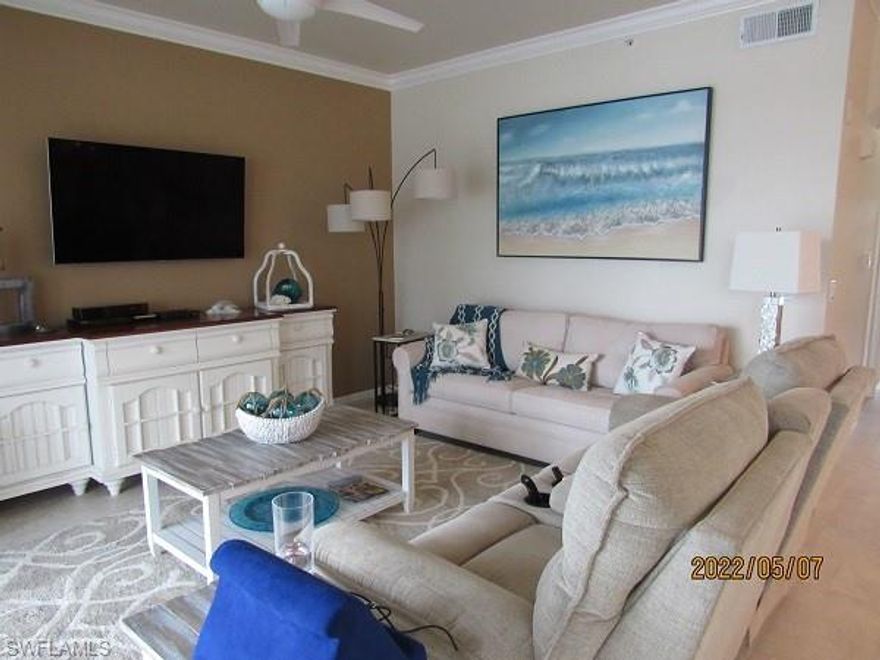 AMAZING VIEWS & STUNNING 3RD FLOOR BROOKSIDE WITH UPGRADES GALORE!
This beautifully updated Brookside model offers 2 bedrooms and 2 bathrooms, tastefully decorated and showcasing breathtaking views of the Big Lake and golf course.
The unit features elegant porcelain tile flooring throughout the main living areas, with laminate flooring in both bedrooms. The upgraded kitchen includes granite countertops, stainless steel appliances, and additional cabinetry in the dining area for extra storage.
Enjoy enhanced details such as crown molding, updated lighting, plantation shutters, Hunter Douglas blinds, and a convenient pull-down shade.
Relax on the screened lanai while enjoying your morning coffee, watching golfers, or taking in the serene wildlife and water views.
Just bring your golf clubs and take full advantage of the 36 holes of championship golf in this highly desirable bundled golf community. Residents enjoy an active and social lifestyle with access to 8 Har-Tru tennis courts, multiple swimming pools, a lodge with tiki bar and live music, a newly renovated clubhouse and grill room, and a new activities center offering fitness classes, pickleball, bocce, themed events, cards, mahjong, book clubs, and more.
Ideally located near I-75, Southwest Florida International Airport, spring training stadiums for the Boston Red Sox and Minnesota Twins, shopping, dining, entertainment, and the stunning beaches of Sanibel and Fort Myers.
Come experience the best of the Florida lifestyle!