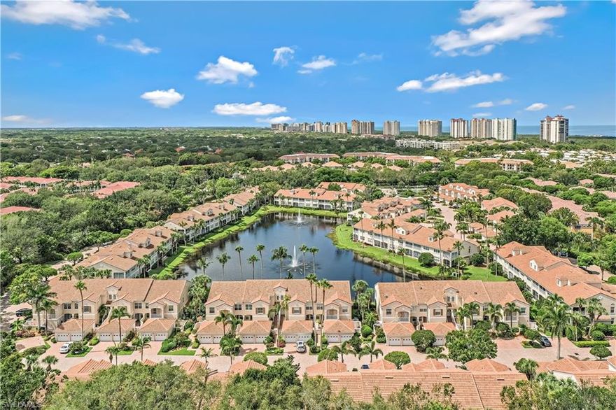 Fabulous 2 bedroom 2 bath  2nd floor unit in Pelican Bays prestigious Gated Avalon community with brick paved streets and tile roofs. The unit boast cathedral ceilings a large eat in kitchen with wood cabinets and granite countertops. Hard surface flooring throughout.  Split floor plan allowing for ultimate privacy.
Oversized master suite with dual sinks and a walk-in closet. In house separate laundry room.  Screened tile lanai overlooking a lovely park like setting. Two reserved parking spots located steps away from your private entryway.
The community offers 2 pools and a hot tub  with barbecues and ample seating. Avalon is conveniently located near The Pelican Bay Community Center which provides upscale indoor and outdoor activities, including a staffed fitness center. Avalon is situated near the North Tram Station affording tram or boardwalk access to Pelican Bays renowned private Beach and restaurant amenities. Lets not forget Pelican Bay's " The Artis " home of Naples Philharmonic Orchestra and arts.