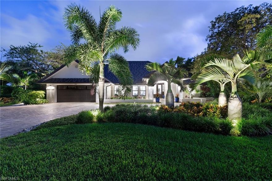 Meticulously remodeled home located in one of Naples' most coveted communities, Pelican Bay. A magnificent renovation that's as inviting as it is breathtaking, with its resort-like, Florida-style coastal elegance. Covered lanai with outdoor kitchen overlooking a heated saltwater pool with hot tub, sundeck, floating sundeck, dual waterfalls and a fire feature. True chef's kitchen features a 12' island and 48" gas cooktop. Open flow living room with custom vaulted ceiling detail, office/den with built-in Murphy bed, fireplaced family room with wet bar, all with Legno Bastone wide-board flooring, Sonos and cinema sound speakers, Lutron lighting, camera security system and central vac. Situated on a corner lot in Oakmont with professional landscaping, lighting and gracious curb appeal. Minutes from beach tram, Artis—Naples, Waterside Shops and Mercato. Pelican Bay offers two private beach clubs with 3 miles of beach, oceanside dining, complimentary chairs, umbrellas, kayaking, canoeing, sailing and community center with full fitness center, spa and tennis facilities. Club Pelican Bay offers a newly constructed clubhouse with 27 holes of golf, separate membership required.