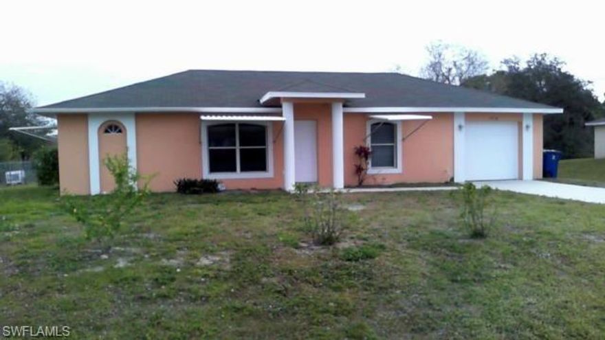Great opportunity- perfect for starter home or investment! This home offers split Bedroom floor plan with lots of outdoor living space with a  screened rear lanai and spacious backyard and plenty of room for a pool!.  The home has poly steel construction and hurricane awnings with tile throughout in the main living areas and laminate in bedrooms. Reverse osmosis in kitchen under sink and to fridge.Brand new roof in 2018 and brand new air compressor. This is conveniently located near shopping, schools, library ,hospitals and restaurants;  and beautiful SW FL Beaches! along with easy access to Ft Myers. Quiet and peaceful neighborhood! Centrally located, Only 15 minutes to the Red Sox field ,25 minutes to see the Twins stadium, 15 minutes to Southwest Florida International Airport. 24 hours notice required for showing!!