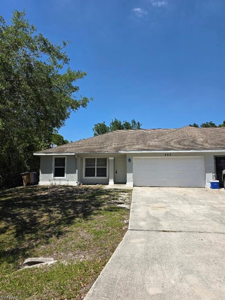 Spacious 2 bedroom, 2 bathroom duplex with a den located in a quiet Lehigh Acres neighborhood. This well-maintained unit offers an open and functional layout with a versatile den that can be used as a home office, playroom, or extra living space.

The kitchen opens to the main living area, creating a comfortable flow for everyday living. Both bedrooms are generously sized, with the primary bedroom featuring a private bathroom. Tile flooring throughout makes for easy maintenance.

Enjoy in-unit washer and dryer hookups, ample storage, and a private entrance. Conveniently located near shopping, dining, schools, and major roadways.