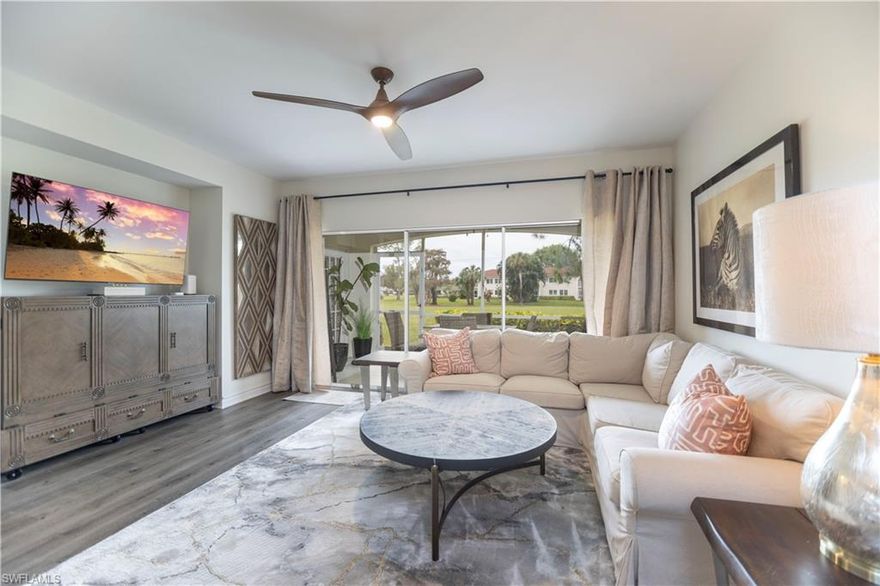 Beautifully updated 1st floor furnished/turnkey condo with golf course review.  This quiet community is in a central location in Naples, with 10-15 min convenient access to Vanderbilt Beach/Mercado, 5th Ave S, and the freeway.  The community amenities include a pool, hot tub, tennis/pickleball courts, a clubhouse, and propane grills.  Only emotional support or service animals are allowed.  Available now until Dec 31st 2026.