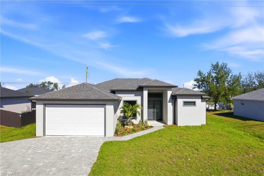 Brand-new construction fully fenced POOL HOME now available! NO FLOOD ZONE, in a desirable Cape Coral location just off of Kismet Parkway. TONS OF UPGRADES, this thoughtfully designed 3-bedroom, 2-bathroom home features an open concept layout with luxury quartz countertops, sleek modern black finishes, and contemporary styling throughout. The home is currently in the final stages of construction, with completion expected soon (ONLY pending fence and pool.) Conveniently located with easy access to major roads, shopping, dining, and everyday amenities. 

Don’t miss the opportunity to own a newly built home with all the features you want in a lovely area in Cape Coral!