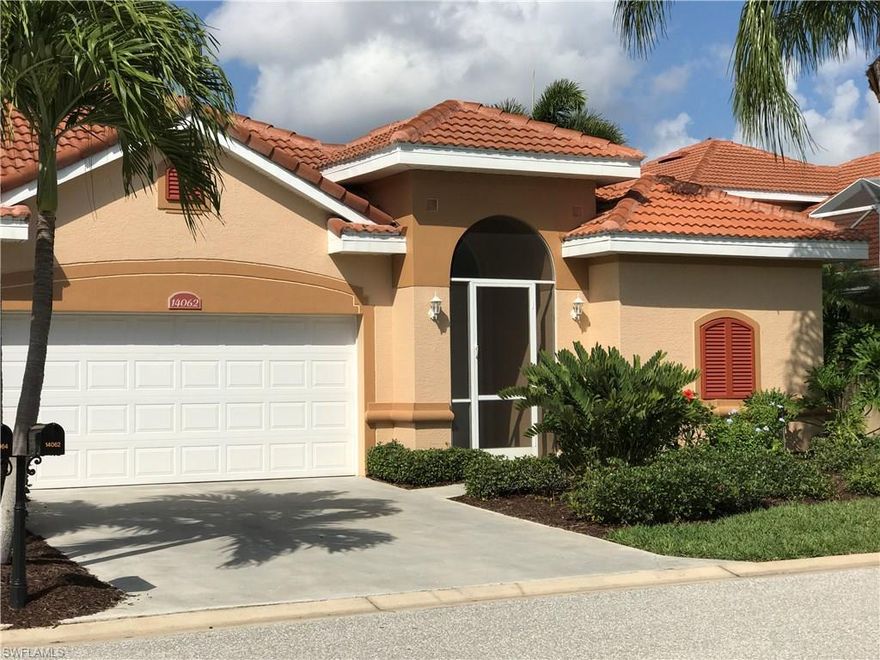 BEAUTIFUL COURTYARD HOME WITH SEPARATE CABANA SUITE! QUALITY UPGRADES IN BOTH MAIN HOUSE AND CABANA SUITE: Separate heating and cooling systems. Tile in all rooms with the exception of the 2 bedrooms in main house that are carpeted. Solid maple cabinetry throughout . Large eat in kitchen with breakfast bar, pantry, abundance of cabinetry. Large sliders in great room and kitchen open to the courtyard. The screened courtyard features brick pavers, beautiful pool and spa with waterfall, great for entertaining! Your guests or family will enjoy the privacy of the cabana suite, complete with kitchenette and full bath. Gated community with 2 heated pool/spa. Clubhouse, tennis, play area, exercise room and more. Location is absolutely perfect for shopping, restaurants, spring training games, airport and close to the beaches of Fort Myers, Sanibel, and Captiva. A MUST SEE OFFERED AT $309,900