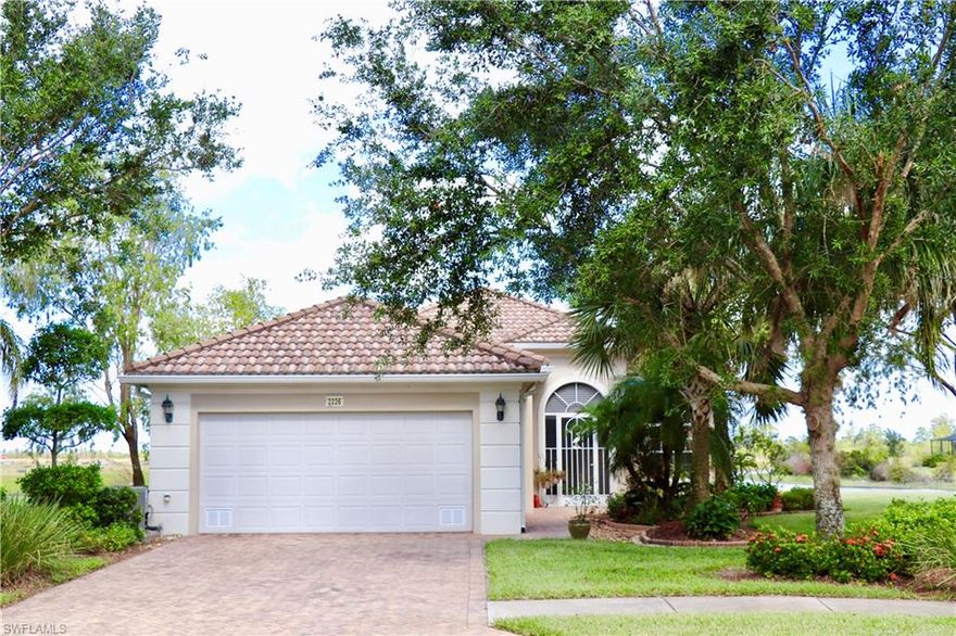 Enjoy the magnificent lake view from your spacious and private screened lanai.  The Builder has poured concrete structure and quality workmanship. The Oakmont is a remarkable solid home with desirable split and open floor plan. Upgrades include kitchen granite countertops, tinted windows in both kitchen & den, front door electric storm shutter, master includes an impact resistant slider and a sleep shade, the remaining windows & doors have hurricane protection.  The home also includes a Kinetico Water Softener, these upgrades give a potential $10,000 of additional value. The Oakmont features 3 bedrooms, with a den/office or formal dining room, volume ceilings with plenty of closet space, central vacuum, tile floors and 2 en-suite full bathrooms in the master and one full quest bath.  The Recreation center of Orange Blossom Ranch is ideal for a variety of sports and fitness, the club house features an exercise room, 2 pools, spa, playground, volleyball, tennis, bocce and basketball.