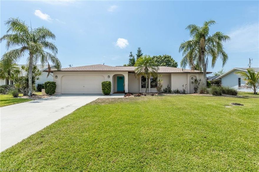 Location Location Location is just one of the many desirable attributes with this great 3/2/2 southern exposure pool home in the Tarpon Point area of SW Cape Coral! Offering a bright living and dining room plus a spacious family room just off the updated kitchen. This split floor plan allows for plenty of privacy between the master bedroom and guest wing. The master offers walk in closet, dual vanity and walk in shower. Disappearing sliders welcome you to the oversized screened lanai leading you into the large backyard with your pool hidden in the back of the home! Tile throughout, new interior paint, new roof '17, this home would make a great home offering a great vacation feel year 'round! Surrounded by beautiful gulf access homes, the walking paths outside your front door can take you to Rotary Park or to Tarpon Point! Restaurants, shopping and schools convenient to this home!
