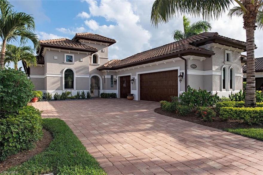 H.15539 - EXCEPTIONAL home, SPECTACULAR lanai and SE WATER and golf course views, with no homes directly across set this home apart! 4 bedrooms plus office, 4 1/2 baths, lovely and tasteful coastal interior design, this highly upgraded Marlowe floor plan has open-concept living and is a great venue for entertaining. The custom pool and spa are saltwater, heated by natural gas and include fire bowls for dramatic impact. Antique ivory travertine on the lanai deck, picture window screening, outdoor fireplace and the summer kitchen with gas grill and smoker add to the ambiance. Of note are the Sonos sound system, built-in bar in the great room, security system and upgraded counters and cabinets, appliances and floors. Lakoya has natural gas for the appliances. Players Club and Spa membership is mandatory. There is no CDD in Lakoya.