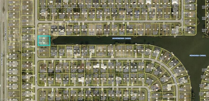 WOW!  Stunning long view down the Sovereign Canal can be yours to wake up to every morning if you select this oversized freshwater canal lot to build your future dream home!  City water and sewer already available with very low assessment balances, to be assumed by the Buyer.  Great centralized location just off Skyline, close to restaurants, shopping, and many service-oriented businesses.  Over 12,000 SF of land to accommodate a larger home, 3-car garage, and amenities such as a pool, lanai, and outdoor kitchen area sure to bring treasured memories with friends and family!