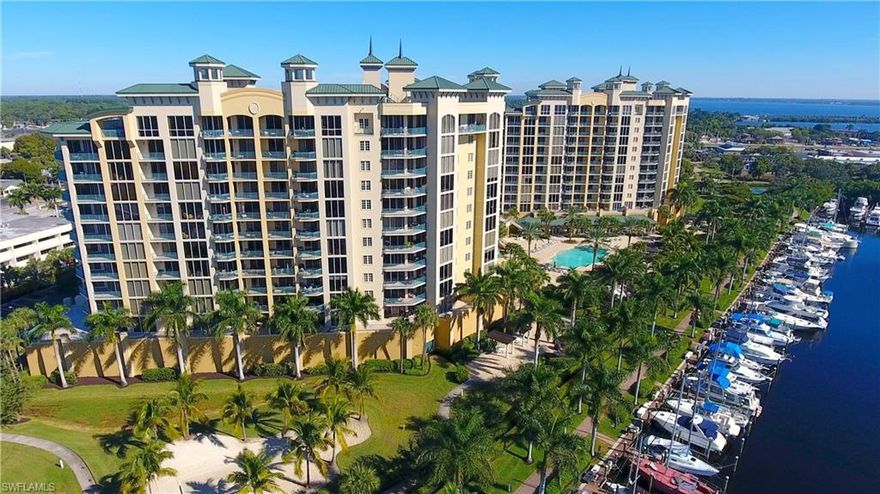 A single family home in a high rise condo tower? Imagine yourself overlooking the yachts in the marina and the pool from your oversized outdoor balcony. Highly sought after "pool side" location. This condo comes with two parking spaces and an 8' X 5' X 9' floor storage closet. Brand new air conditioner just installed. Live at North Star and enjoy a 15,000 sq.ft clubhouse with business center, meeting rooms, theatre, aerobics and fitness center, steam & locker rooms, olympic size heated pool and spa. Lease a slip in the marina so you can overlook your yacht. Walk down the marina to four waterfront restaurants! A free five minute trolley ride to downtown Fort Myer's newly revitalized River District with over 60 restaurants, shops, boutiques, and more.