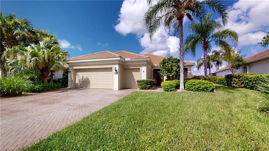 Del Webb Naples, “Shenandoah” Model Estate/Echelon Series Home w/Heated Pool & Spa, Location…Location… Stunning Views from this Premium, Picturesque, Exceptional, Water/Golf Course Lot, 1860 Sq.Ft. 2409 Total Sq.Ft. 2 Bedrooms, Den w/Glass French Doors, 2 Full Baths, Great Rm, Formal Dining Area, Breakfast Nook, 3 Car Garage, GOLF MEMBERSHIP INCLUDED. Options Include; Plumbed Outdoor Kitchen w/Stove Top, Hurricane Electrical Rolldown Shutters, Approximate 28’6” x 10” Covered/Enclosed Rear Lanai, 17’ x 6’ Covered/Enclosed Front Lanai, Rollout Insulated Pool Cover, Murphy Bed/Office System at Den, SS Appliances, Separate Shower & Soaking Tub at Master Bath, Dual Sinks, Large Walk in Closet, Plantation Shutters, Finished Utility Rm. w/Deep Sink. Property Complimented by Oasis Club Resort Style Amenity Center, Resort Pool/Lap Pool/Jacuzzi, Fitness Center, 12 Pickleball Courts/Tennis Courts/Bocce Courts, Hall, Golf Sim, Movement Rm, Activities Director. Championship Golf Course, Pro Shop. “Come Experience the Beauty that is Ave Maria”