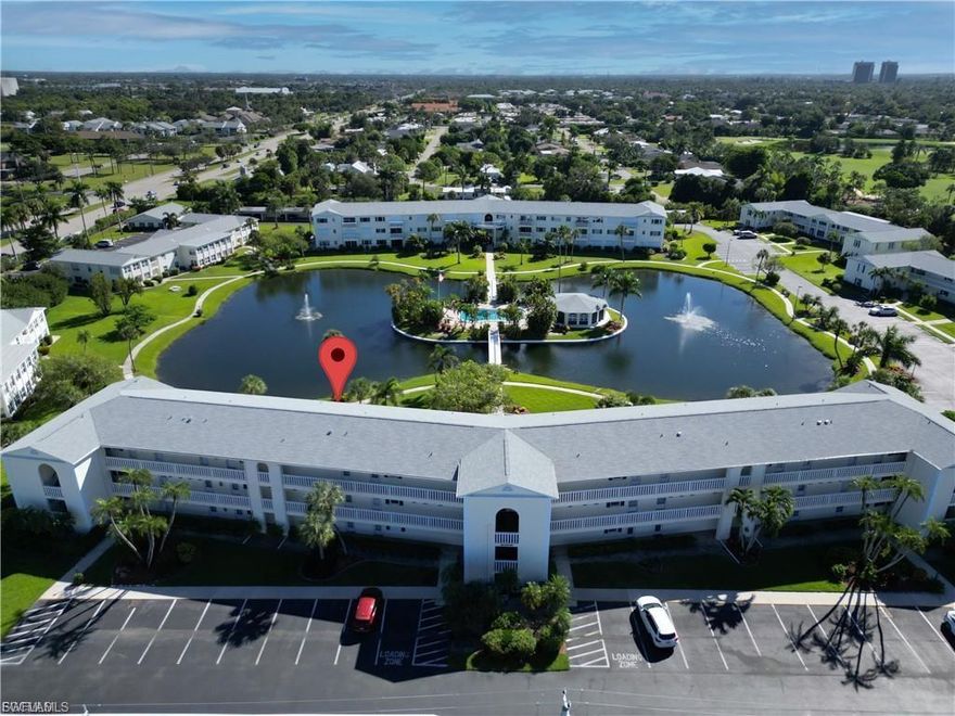 Welcome to luxury lakefront living in the heart of Stratford Place Condos. This beautifully maintained third-floor residence offers breathtaking views of the lake, pool, and fountain, creating a serene retreat within one of South Fort Myers’ most desirable 55+ communities. Step inside the freshly painted interior to discover a spacious open floor plan that seamlessly blends comfort, functionality, and style. The home features tile flooring throughout and elegant plantation shutters that add a touch of sophistication and privacy. The well-appointed kitchen boasts solid-surface countertops, stainless steel appliances including a brand-new stove, and a breakfast island with a built-in drink refrigerator, providing the perfect setting for entertaining or enjoying casual meals. Just off the kitchen, you’ll find a laundry room with a utility sink and additional storage for everyday convenience. Through the double sliding doors, step out onto your private balcony and take in the peaceful sunrise views over the lake while sipping your morning coffee. This spacious home offers two generous bedrooms and two beautifully updated bathrooms, providing both comfort and privacy. Just steps away on the third-floor terrace is your own private storage closet, along with covered carport parking equipped with water and electricity. You’ll also enjoy additional storage in the Carriage House West, ideal for a golf cart, motorcycle, bicycles, kayak, or beach gear. Community amenities include a new roof installed in 2023, convenient elevator access, a resort-style saltwater pool overlooking the lake, and a beautifully updated clubhouse with a modern kitchen and outdoor grill area, perfect for relaxing or gathering with friends and neighbors. The HOA covers water, trash, pest control, lawn maintenance, and recreational facilities, allowing for a truly maintenance-free lifestyle. Pets are welcome with some restrictions. Perfectly located off Cypress Lake Drive, Stratford Place offers convenience to Cypress Lake Golf & Tennis Club, as well as nearby shopping, dining, entertainment, medical facilities, the Barbara B. Mann Performing Arts Hall, Southwest Florida’s beautiful beaches, and the airport. Whether you’re seeking a seasonal getaway or a year-round home, this condo delivers comfort, elegance, and exceptional value. Come experience this lovely residence today and see why it’s the perfect place to call home.