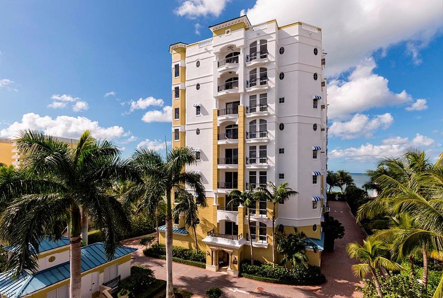 Located south of Doctor’s Pass in Naples, Florida, Sancerre is one of Naples most prestigious addresses.
This very private and uniquely designed enclave, located near Old Naples cultural epicenter, allows quick access to world class shopping and dining. The well managed complex offers a variety of concierge services to only 23 condominium residences assuring a quality of life that sets the standard for care free living. The elevator for unit 403 opens directly into the private foyer. Beyond the immediate entry doors is an inspiring grand salon with views of the Gulf of Mexico. Throughout there is a sense of tranquility. The master bedroom is serene and comfortable and allows immediate access to an expansive covered porch with Gulf views. Two guest bedrooms provide uncompromised luxury. A well-appointed office, originally designed as a fourth bedroom with full bathroom, is designed for uninterrupted thought. Location, natural beauty, sophistication and ease of living with a host of concierge services, make life at the Sancerre one of the finest experiences Naples can offer.