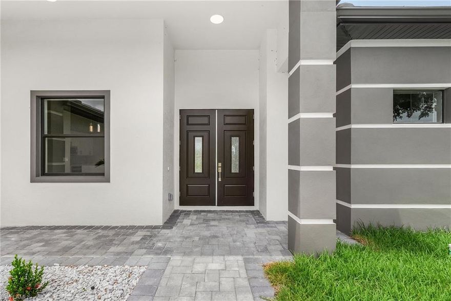 LUXORY ,Pre-Construction. POOL HOME IN NW CAPE CORAL. 3 bedrooms plus a Den/office, 2 full baths, 2 car garage,  with a pool  brick paver  driveway and front walkway. Double entry doors, tray ceilings, spacious kitchen with raised panel cabinets, GRANITE countertops,, and stainless steel kitchen appliances. The master suite with private access to the lanai and pool area, 2 walk-in closets, double sinks, and a large custom shower. separate beautiful tub to relaxed , The home comes with impact windows and doors  , gutters, auto sprinkler system, pvc fanced , laundry room with a utility sink, and builder warranty. No HOA,  Some images are from similar completed home and will be updated during construction. Color and finishes may vary. No changes to floorplan.  under construction are available to show