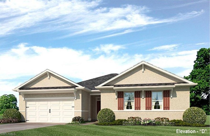 WELCOME TO YOUR BRAND NEW HOME!!  ALL ASSESSMENTS PAID!!!!!  This is our Denton floor plan at 2319 square feet.  Great SW Cape Coral location right near Veterans Pkwy and Chiquita Blvd.  Your beautifully appointed brand new home includes 36” wood kitchen cabinets, 18” tile everywhere except the bedrooms, all appliances including washer and dryer, blinds on all windows except for slider, full irrigation system, covered lanai, electric garage door with opener, and full builder’s warranty.  We offer several varieties of financing options and ways to contribute to your closing costs.  This is why owning a brand new home from America’s largest builder is going to be your best option.