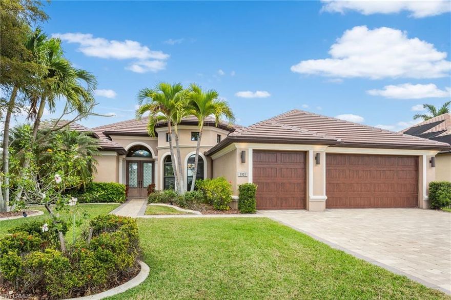 Located in a highly sought after Gulf Access area for boaters in SW Cape Coral, this Frei & Sons built 4-bedroom, 3-bathroom pool home combines a sense of elegance with relaxing everyday comfort. Situated on the 150-foot-wide Julep Canal, it is approximately a 30-minute boat ride from your backyard to the docks at Rumrunners, and only about 3-1/2 miles from there to the open waters of the Gulf of America off of Sanibel. This home features a large dock with a 10,000 pound covered boatlift for single or cat hulls, a jet ski lift, Tiki Hut, and an impressive paver dockside deck with a wide paver ramp providing easy accessibility going to and from the screened pool and lanai to the dock, making it a perfect spot for canal side entertaining and watching sunsets. The heated pool and spa combine with a large pool deck and lanai featuring an outdoor kitchen, an outdoor shower, plus access to a pool bath. This home is designed for outdoor living, entertaining, and a boating lifestyle.

Moving back inside of this spacious 2,348 square foot split floor plan home, there is tile flooring throughout the main living area and tall Low E PGT hurricane impact sliders and windows, which combine with the high ceilings for a bright and open feeling. The kitchen features granite countertops, 42 inch tall wood cabinets, a pantry closet, stainless steel appliances, and a breakfast bar. There is also an informal dining nook providing relaxing views of the pool and canal through a large mitered window and a separate formal dining room with a high ceiling off of the kitchen. The master bedroom has engineered wood flooring and impact slider doors with access to the lanai and pool area, along with a large master bathroom featuring two separate vanities with granite tops, a glass enclosed walk-in shower, a garden-style soaking tub, and a private water closet. The three large guest bedrooms, all with engineered wood flooring, offer privacy on the other side of this home. One of the guest bathrooms serves as a pool bath with a walk-in shower, while the other guest bathroom features a combination tub/shower, with granite countertop vanities in both guest bathrooms. The laundry room has a full sized washer, dryer, and a sink, and it leads out to an oversized three car garage with epoxy floors, a WiFi-operated garage door opener, and a generator plug. This home is move-in ready with a new roof and new AC, both installed in 2023. This low-traffic, quiet neighborhood is ideal for walkers, joggers, and bike riders. Publix at Camelot Isles, Walgreens, a variety of restaurants, banks, and medical offices are just minutes away. Shops and waterfront dining at Cape Harbour are within walking and biking distance, with Tarpon Point Marina restaurants and the Rotary Dog Park nearby. This home has had no flooding or water intrusion from past hurricanes.