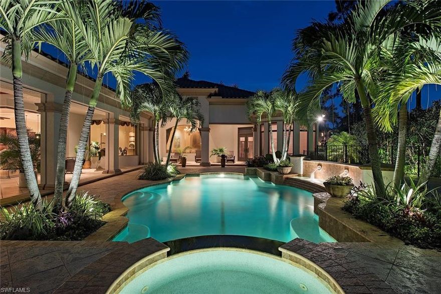 This beautiful custom built McGarvey estate home features an open floor plan with 4 bedrooms and office all on the first floor.  The second floor has a large media room, full bathroom, and optional 5th bedroom/fitness room. Also featuring a 4 car garage with 2 single doors and 1 double door. Situated in the center of the community on an oversized home site with private and quiet lake to preserve views. The frontage of this home site is over 300 feet providing an expansive front yard and grand curb appeal. Recent improvements include updated landscaping, entire home landscape lighting, new televisions, and new exterior cameras.  The home features high quality upgrades throughout such as Anderson impact windows, Sub zero and Wolf appliances, automated lighting, automated screens/shutters inside the outdoor columns, plantation shutters, crown molding, fireplaces, and premium stone flooring and countertops throughout to only name a few.  The award winning Mediterra golf and beach club offers multiple levels of membership. Buyer to assume CDD.