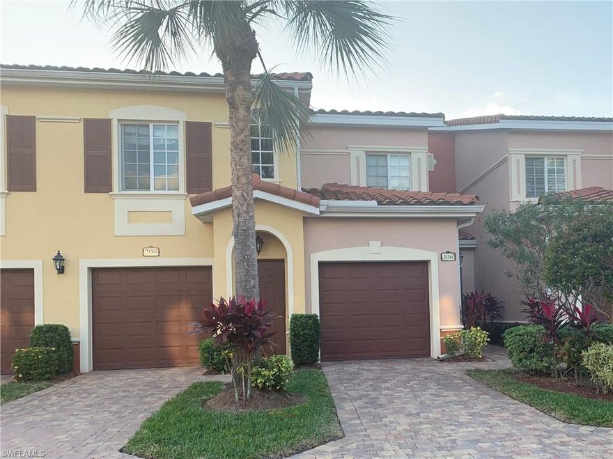 It's all about the Lifestyle! Come and view this first floor unit with beautiful lake view!  This 2 bedroom condo has an open floor plan with new water softener,  new hot water tank, stainless steel appliances and new A/C in 2017. Condo has hurricane impact windows and slider!  Garage has recently been updated with custom cabinets and a natural stone garage floor.   Location! Location! Location!  Villagio is close to SWFL Airport, FGCU, Gulf Coast and Coconut Malls, Miramar Outlets and the Hertz Arena. This is a must see!