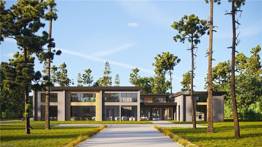 Introducing a groundbreaking architectural marvel in Naples, FL – "The Glass House" at 1152 Oakes Blvd, poised to redefine luxury living in the highly sought-after Oaks Estates. This rare new construction promises to be a stunning concrete poured embodiment of industrial contemporary design, setting it apart as a unique and unparalleled residence. Spanning an impressive 11,572 square feet under air, this avant-garde home features 6 bedrooms, an office suite, and 6 and a half bathrooms. "The Glass House" lives up to its name with floor-to-ceiling windows enveloping the entire structure, allowing natural light to flood the interiors and provide breathtaking views of the wooded two-and-a-half acre spread. Step into the backyard oasis where a full covered outdoor kitchen awaits, and ascend the stairs to your private rooftop retreat above. Inside, an expansive corridor creates a sense of grandeur, leading to the remote master suite, ensuring privacy and tranquility. On the opposite side, discover a kitchen that is both functional and a work of art, featuring industrial touches, a mix of concrete, wood, and tile accents. "The Glass House" at 1152 Oakes Blvd is not merely a residence; it's a statement of architectural brilliance. Don't miss the opportunity to own this extraordinary experience.