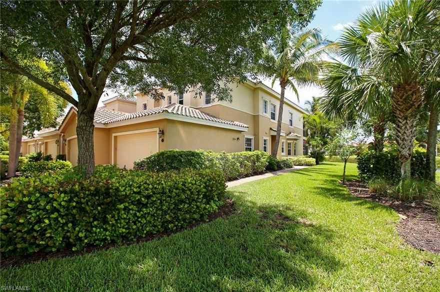 C.12532 - Located in the award-winning Fiddler’s Creek where resort-style living awaits you, this beautifully painted and furnished 3 bedroom/3 bathroom ground floor coach home is ideally situated at the end of a Cul-De-Sac with water views on 2 sides. Immediately upon entering, you will enjoy a cozy, peaceful feeling that continues from room to room. It’s an entertainer’s delight with elegant, expandable furniture to accommodate family and friends. Enjoy the long and wide water views from 45’ long screened lanai. The rear of the home facing east and the long side of facing south so there’s lots of natural light. New garbage disposal and washer. High impact glass and a security system give peace of mind. Fiddler's Creek sits on 3,990 acres with 50 lakes, jogging/bicycling paths, full service spa, many pools, tennis, and 2 onsite restaurants. Optional golf and beach/marina memberships available. Close to shops, beaches, boating and more.