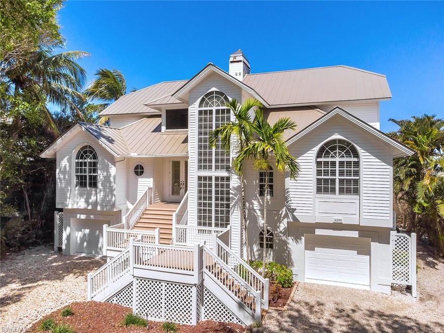 This awesome upscale yet casual beach house is located on Sanibel s very desirable East End and features amazing wide waterfront views & a natural shoreline to enjoy daily walks on the beach. This home offers 4 bedrooms 4 bathrooms, a spacious split bedroom floor plan, gorgeous wood floors, open kitchen, huge lanai & porch space, impact windows & doors, elevator, fireplace, huge bonus area, fantastic pool entertainment area w/a large lush back yard. This home has been well cared for & totally remodeled. Brand new roof, new decks, & landscape. Perfect Island Getaway conveniently located to shops, restaurants, on & off-Island travel & more.