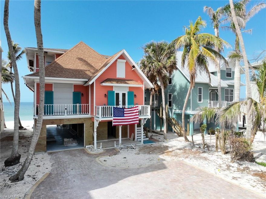 This Tommy Bahama style 3 story 4 bedroom 3 bath beach home offers a tropical setting right on the Gulf of Mexico. Constructed on one of the largest building envelope lots with concrete pilings, sprinkler system, electric shutters, security system and elevator to all three floors. High quality interior finish including built in custom cabinets & island in kitchen, wood floors, detailed woodwork including crown molding, large screened lanais overlooking the water & all three bedrooms have private baths. Furniture and furnishings are negotiable per list.
Buyer to complete remaining repairs needed to home as a result of Hurricane Ian damage - some repairs have been started/completed.