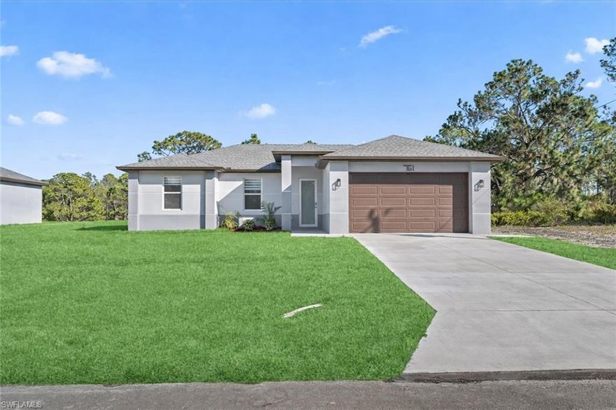 Amazing opportunity to BUILD a HOUSE BELOW MARKET PRICE! This PRE-CONSTRUCTION Deal is a CASH or CONSTRUCTION LOAN ONLY, Call Today for more info! BEST PRICED New CONSTRUCTION In Charlotte County (3/2 with Garage) Permits are already APPROVED. Price INCLUDES LAND AND CONSTRUCTION COST with BLUESHINE BUILDER. Featuring IMPACT-RESISTANT windows, HIGH CEILINGS, an OPEN-CONCEPT kitchen with modern cabinets and QUARTZ countertops, stainless steel kitchen appliances, and PORCELAIN tile floors throughout. CITY WATER and septic tank. SCHEDULED to be COMPLETED in SEPTEMBER 2026 or sooner. Photos are renderings, of similar completed models, or virtually staged.