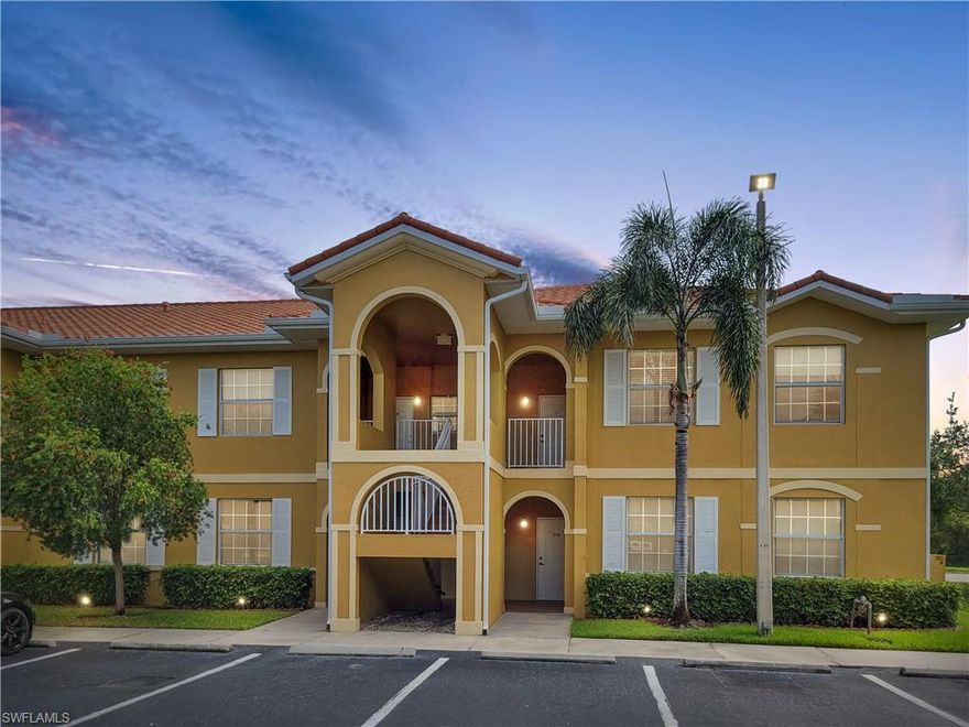 This condo community is truly a hidden treasure, located in Cape Coral with super quick access to Fort Myers, 75, shopping centers, restaurants, and Publix/Super target.  The entire complex and all its buildings just got all new roofs.  Community features its own heated inground concrete pool.  This is a 1st floor condo so NO STAIRS!!!  The unit features 2 bedrooms, 2 full bathrooms, over 900 sq ft under air, and a screened porch out back.  Laundry is conveniently located inside and has an extra storage closet.  The kitchen is spacious with real wood cabinets which opens up past a breakfast bar to your great room complete with newer wooden floors.  New hot water heater, and the unit is being offered with everything you see inside so fully furnished.  This one will not last so make your appointment today.  Low HOA includes water and cable, so you only need to pay electrical and internet and you are good to go.