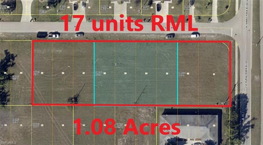 Expansive Multi-Family Land Available for Large-Scale Projects and PAID ASSESSMENTS!  This assembly is lots #21-29 to form the assembly. A very low cost per door for land cost if the maximum build out of 17 units is utilized. Finding a suitable assembly of multi-family land for large projects is a rarity in today's real estate market. This is an exclusive opportunity to acquire over 1 acre of land, complete with water, sewer, and dual irrigation systems that are paid off. Situated in close proximity to city hall, shopping centers, and restaurants, this highly sought-after building area offers immense potential for your large project.