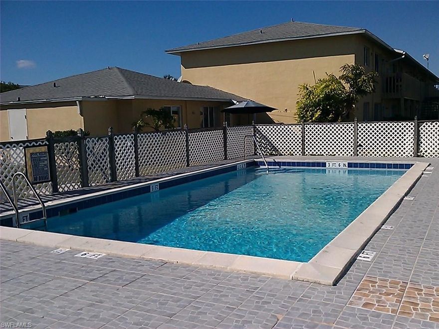 Beautiful, clean and bright apartment for rent with 2 bedrooms, 1 bathroom on SECOND floor with COMMUNITY POOL and coin laundry.
Centrally located off Skyline Blvd and close to Cape Coral Pkw. This unit is ready for immediate occupancy, the cost to move in is 1st month rent and security deposit.