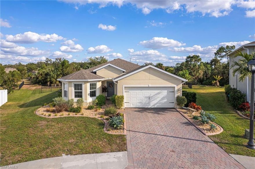 Gated Community. Built in 2021, this beautifully maintained Cape Coral home offers a luxury dedicated home office, upgraded appliances, whole-home gutters, and is located on a Cul-De-Sac in a desirable community with amenities galore. Enjoy a private backyard oasis overlooking a peaceful preserve with no rear neighbors. Seller will contribute up to $7,500 toward closing costs, and buy down the rate by 1 point.