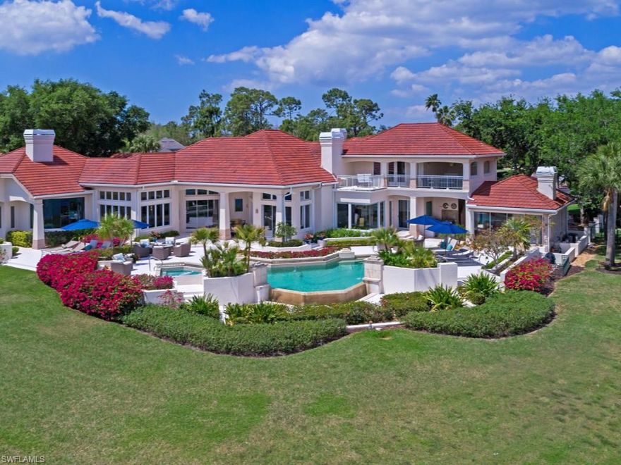**Personal property of $600K was not included in the sale of the home at 6304 Burnham Road, Naples, FL  34119.**London Bay Built Estate In Prestigious Quail West, Partially Furnished, South-Facing 7300+ Sq ft Home Under Air, 4+ Bedrooms, 5+ Baths BREATHTAKING LAKE & GOLF VIEWS.  Newer 2022 Updates, New Drapes in Formal Living Room & Great Room. Infinity Pool/Spa Heater. Designed By Stofft & Cooney Architects, Spacious Open Living & Entertaining Resort Style - First Floor Master Suite, Private Enclave, Refrig/Wet/Coffee Bar, His & Her WIC, Oversized Jacuzzi Tub & Shower, Dressing Vanity, 2nd W/D, Bidet, and Exercise Rm; Library, Office, & Media Room.  All Bedrooms En-suite, Cabana with Fireplace, Full Pool Bath; Sub Zero, Miele Appliances, Powder Rm, Wine Cellar, Butler’s Pantry, Portico & 4 Car Attached Garage.  Quail West - Exceptional - 2 Arthur Hill Designed Golf Courses - Lakes & Preserve Courses - Homes Overlooks 1st Tee The Preserve Course, Adjacent 70,000+ Sq. Ft Clubhouse - Ballroom, Mahogany Room, Casual Dining Cypress Grille, Tennis, Pickle Ball,  Spa/Salon, Indoor Spa, Lap Pool. Live Your Best Life At Quail West!