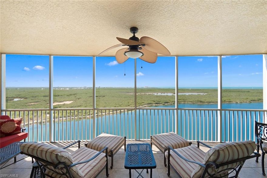 Incredible views!  Live like your on vacation with all the amenities of a pool, spa, walking paths a fresh water fishing dock and so much more!  Kitchen has recently been updated with new cook-top hood and backsplash featuring granite counter tops, all wood cabinetry and a breakfast bar. Tile flooring through living space and carpet in the bedrooms.  Spacious master bath with walk in closet.  Master bath has been updated with both lounging tub, double sinks and plenty of storage.  Laundry room with stacked washer dryer plus the convenience of a deep laundry tub. Look out over the lake to the Gulf of Mexico and the Sanibel Lighthouse. Wake up in the morning to a beautiful sunrise on the lanai, wander down to the pool for a swim, take a walk around the beautifully maintained grounds then stop by the Zen garden to catch your breath before continuing on to the club house and the beautiful resort style pool.