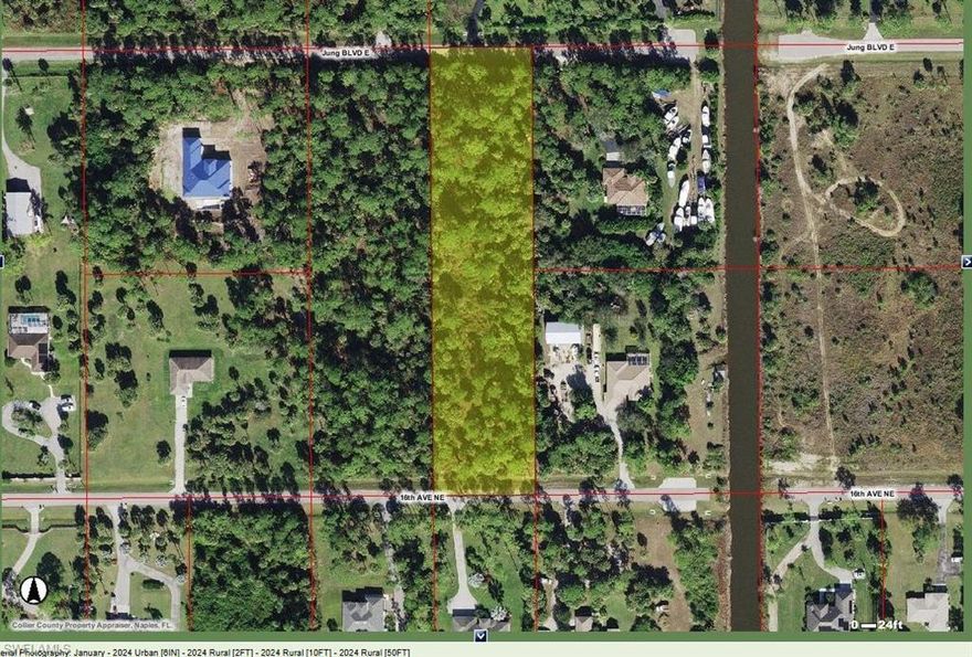 This rare and beautiful 2.27-acre lot is a true gem, featuring 100% uplands as confirmed by the attached environmental assessment. Parcel ID# 37444560108. Offering both tranquility and a prime location, the property boasts two convenient entrances one from 16th Ave NE (South Entrance) and another from Jung Blvd E (North Entrance).
 The adjacent lot is 2.73 Acres Parcel ID# 37444560001, and it's also for sale from the same owner's making 5 ACRES Land. You have the option of Buying it together or separate. 
Located just minutes away from popular destinations such as Publix, Dunkin Donuts, gas stations, and top-rated schools, this lot provides the perfect setting for your dream estate home. Additionally, the expansive Big Corkscrew Island Regional Park, with its state-of-the-art aquatics center and ongoing new developments, is just down the road. Enjoy multiple exit routes, including Randall Blvd, Immokalee Rd, the upcoming Vanderbilt Rd extension, and Golden Gate Blvd W, ensuring easy access to surrounding areas.