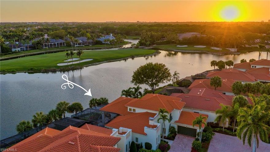 One or more photo(s) has been virtually staged, AI generated or rendered.  In a quiet, interior enclave of Grey Oaks Country Club, this inviting lakefront residence offers a harmonious blend of comfort, flexibility, and captivating views across both water and golf course. Thoughtfully positioned to capture long, tranquil vistas, the home enjoys a sense of privacy while remaining just a short stroll to the club’s exceptional amenities.
Encompassing approximately 3,300 square feet under air, the residence is designed for both everyday living and effortless entertaining. Light-filled interiors are enhanced by impact sliding glass doors, high ceilings, and refined crown moldings, creating a warm yet elegant atmosphere throughout. The living and family rooms open seamlessly to the screened lanai, where peaceful lake and fairway views provide a beautiful backdrop for gatherings or quiet relaxation. An electric fireplace adds a welcoming focal point in the family room, while the formal dining space offers flexibility and may also serve as a private office if desired.
The kitchen is generously scaled and thoughtfully appointed with custom wood cabinetry, granite surfaces, a center island with additional storage, and a walk-in pantry—designed to accommodate both casual meals and more formal entertaining with ease.
The primary suite is privately situated and enjoys serene views of the pool and lake, along with a double-door entry, custom dual walk-in closets, and a beautifully updated bath featuring quartz countertops and refined finishes. Three additional guest bedrooms provide comfortable accommodations, including two with en-suite baths, while a spacious den with a walk-in closet offers the flexibility to be transformed into a fifth bedroom with an additional bath.
Outdoor living is equally inviting, with a screened lanai designed for al fresco dining and relaxation, all set against the backdrop of sweeping lake and golf course views.
Recent enhancements and thoughtful features include a new roof (2022), impact sliding glass doors, a tankless water heater, and updated mechanical systems, offering both efficiency and peace of mind. A two-car attached garage with additional space for a golf cart adds to the home’s convenience and livability.
Grey Oaks is one of Naples’ most prestigious private golf communities, offering three championship golf courses, two elegant clubhouses, and multiple dining venues. Residents enjoy a 30,000-square-foot Wellness Center with spa services, tennis, pickleball, bocce, and a vibrant social calendar. Ideally located, Grey Oaks provides close proximity to downtown Naples, the Gulf’s white-sand beaches, and exceptional shopping and dining—delivering a lifestyle defined by ease, connection, and understated luxury.  Welcome home to Grey Oaks!