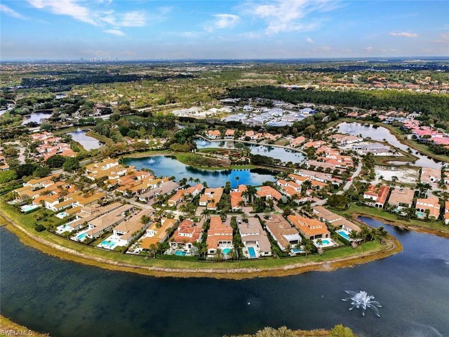 The "Falerno" model in Lucarno boasts 3,257 square feet under air. Lucarno is a short walk from Mediterra’s gardens and oriented to provide lakefront views. The open-concept floor plan features an adjoining great room, gourmet kitchen, and dining room, a private study, three bedrooms, four bathrooms, a covered outdoor living area and kitchen, a custom semi-circular pool with a spa and a curved fire feature, and a three-car garage. The master suite features a spacious walk-in closet and a luxurious master bath with dual vanities, a free-standing soaking tub, and a walk-in shower.

The timeless transitional interior design is grounded in a color palette that includes neutral vanilla-toned backgrounds with amber, slate, and grey-toned accents. Light-toned oak wood flooring is presented in seven and a half-inch wide planks with an Aspen finish.  Extensive contemporary millwork details are found throughout the home’s living areas, including over transom doors as well as on accent walls in the great room. The great room and dining room’s spectacular seventeen and a half-foot ceiling is finished with two coffers fashioned from tongue and groove pyramid style millwork painted in a muted tan tone that contrasts the vanilla tone walls beautifully. 

The kitchen’s perfectly sized island features a generous space to entertain. Alabaster Shaker-style perimeter cabinets play against Taj Mahal quartz countertops. The neutral backsplash has been fashioned from white glaze porcelain tile.

The spacious outdoor living area provides yet another ideal gathering place when entertaining. The countertops in the outdoor kitchen are a dark man-made material with a square edge and attractive veining that play against a stainless-steel vent hood and cabinetry drawers. 

If you're looking for class, you've found your home. Welcome to the Floridian lifestyle. This home has The Golf equity Membership which is 250,000.00 (info is listed under supplements). Furnishings are negotiable.