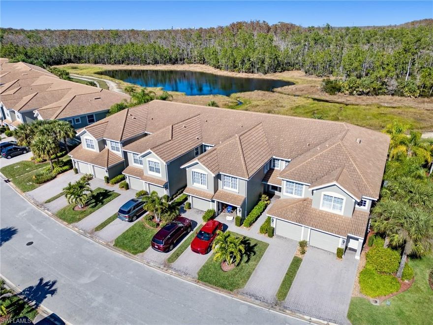 Experience the best of Southwest Florida living with this turnkey condo now available in Mill Creek at Colonial Country Club. This desirable first-floor unit offers sweeping long-range water views, creating a serene backdrop for daily living. Step inside to discover an updated 2-bedroom plus den layout, designed for comfort and style. The open-concept main living area features elegant tile flooring, while both bedrooms are carpeted for a cozy feel. The split-bedroom plan ensures privacy for you and your guests. The primary en-suite bath has been completely renovated, featuring modern fixtures and new comfort-height toilets for added luxury. The versatile den, equipped with a trundle bed, provides extra sleeping space for visitors or can be used as a home office. Step out to the tiled lanai and unwind in a tranquil, private setting with unobstructed water views—perfect for morning coffee or relaxing evenings. Just steps away, a scenic walking trail invites you to enjoy the natural beauty of the community. Recent updates include kitchen appliances from 2019, an AC system installed in 2021, and a water softener and hot water heater added in 2024. Both electric and manual hurricane shutters offer peace of mind and enhanced protection during storm season. This condo comes with a Social Membership to Colonial Country Club, granting you full access to the exceptional amenities and a convenient “Pay As You Play” golf option—enjoy the sport without monthly golf fees! Resort-style living awaits with access to a world-class clubhouse and restaurant, eight sparkling pools, pickleball and tennis courts, a state-of-the-art fitness center and spa services, bocce courts, a sunset grill and bar, and a vibrant calendar of social events. Don’t miss this opportunity to call such an inviting and amenity-rich community your new home!