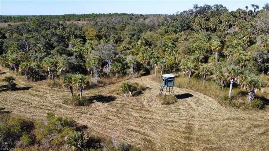 Breathtaking 15 ACRES of heavily wooded recreational &/or hunting land for total privacy, peace & quiet with public access to Babcock Ranch.  Ideal for ATV, hunting, hiking and outdoor activities...this unique parcel comes with a comfy gen powered, air conditioned, 6 sleeper cabin with bathroom, a well, enclosed garden, 1 stocked fish pond, 1 game pond, a full size Conex storage trailer & a tripod blind...PLUS all the beauty & comfort of the country with DIRECT access to all the open marsh lands to the East. This HIGH & DRY AG land is zoned for Pasture, Agribusiness, Grazing Land.  MANY options for this great piece of land on a well maintained PRIVATE & GATED gravel road with full legal access just .5 miles South of the main paved SR74.   
Addresses are 49585, 49665 & 49583 Bermont Rd. and the parcel(s) frontage is about 660 ft total with the longest depth at 1320 ft. and nothing behind it for miles. Fantastic location 5 min from the Redneck Mud Park & Babcock Ranch Preserve Public access, 15 min to gas-shopping & 20 min drive into downtown PG.  Property may possibly be broken up to 5 & 10 acres.   Call or email for details from an experienced land agent.