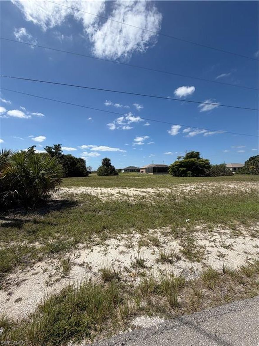Great opportunity to own a residential lot in a rapidly growing area of Cape Coral. This property is ideally located near shopping, schools, and main roads, offering convenience while still enjoying a quiet neighborhood setting.

Surrounded by new construction and ongoing development, this lot is perfect for building your dream home or holding as an investment in one of Southwest Florida’s most expanding markets. Don’t miss out on this chance to secure your piece of paradise!