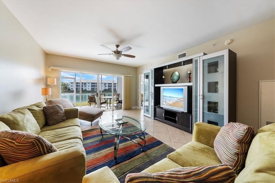 Overlooking a stunning, gorgeous fountain view, this move-in ready 2BR, 2BA first-floor condo is priced to sell and won’t last long! Conveniently located on the ground level, this beautifully maintained home is filled with natural light and features an open-concept layout with tile flooring throughout. The kitchen offers white cabinetry and quality white appliances in great condition, providing a clean and classic look. Both spacious bedrooms offer great natural light, with the primary suite featuring a large walk-in closet. Enjoy the convenience of a private laundry room, and with this condo being sold turn-key furnished, it has everything you need to move right in. Located in Blue Heron, a well-kept community with fantastic amenities and low maintenance fees, this is an opportunity you don’t want to miss—schedule your showing today!