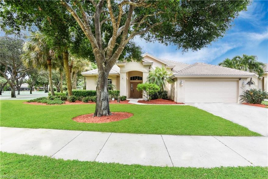 Stunning renovations offered in this gently lived in Autumn Woods treasure! BRAND NEW ROOF! Situated on an over-sized corner lot, surrounded by mature tropical landscaping, this home boasts fantastic outdoor living space with a heated, salt-water pool & spa. You will love spending time on the extended lanai featuring an under truss area, pool bath, and lake view. The interior features 2,800 sq ft under air with a split bedroom design and family/living room layout. Enjoy the spacious kitchen and formal dining area perfect for entertaining. Gorgeous wood flooring in bedrooms and tile throughout the main living areas and bathrooms. Guest bedrooms are equipped with custom cabinetry for closets and the master has a custom built walk-in closet system. The remodeled bathrooms look as though they should be featured in a design magazine with the master bath having a dual sink vanity, extra large soaking tub, frame-less glass steam shower with multiple shower heads, remote control toilet and a bidet. You will find plantation shutters throughout and an expanded two-car garage with epoxy flooring. This home is a RARE find and has been meticulously cared for by the current owners.