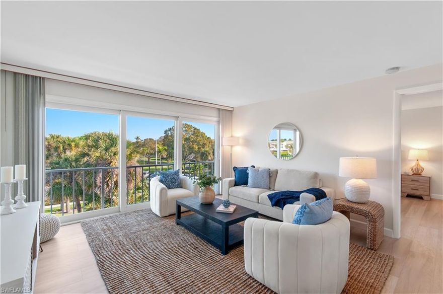 Top-to-bottom renovation!!  Don't miss this third-floor unit in the highly sought-after Gardenia Court building.  Offering beautiful views and covered parking, this bright 2-bedroom, 2-full-bath condo features a completely updated kitchen with brand new appliances and finishes!  The HVAC system was replaced in March of 2026 and the hot water heater is only 1 year old-all the major work is complete and ready for immediate move-in!  Gardenia Court is a premier condominium with two elevators and a higher elevation, no water intrusion from any storms!  Just 5 blocks from the beach, a short stroll to 5th Avenue South, and only 2 blocks to the restaurants and shopping on Third Street, this location offers the perfect blend of convenience and coastal lifestyle!