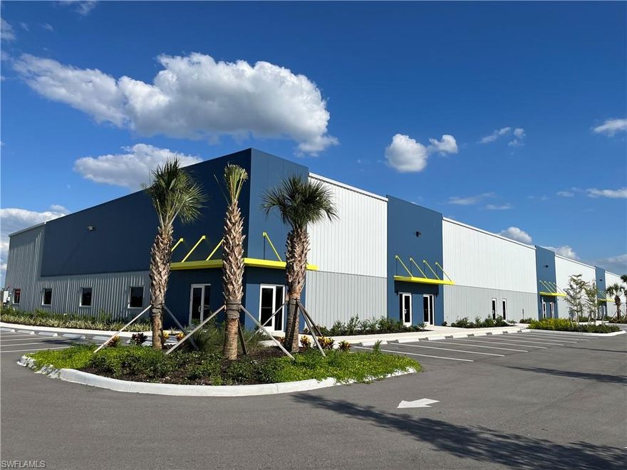 PGD Industrial Park has plans for a four 40,000 SF building total of 160,000 SF industrial/flex complex, to be built in four phases. Phase I was built in 2022 and has been fully leased. Phases III will be delivered in 2025 as a grey shell building that can be divided into up to eight 5,000± SF units A-H,  measuring 50’ x 100’ each. Each unit has either two 8’X10’ Dock-High roll-up access doors or two 12’X14’ Grade-Level roll-up access doors. In addition, each unit has a front and rear entry door, and two bathrooms and third bathroom with complete plumbing rough-in. Demising walls will be provided by the landlord, upon determination of tenant’s size.  
PGD Industrial Park is the ideal location for companies searching for brand-new space for manufacturing, warehousing, industrial offices and distribution in a thriving market. Within minutes of I-75, one of the premier industrial corridors in the country, drivers are granted access to all the major markets in Florida. Three-quarters of Florida’s population can be reached within a 150-mile radius of Southwest Florida.
Rates  start from $12.5/SF/YR NNN. Operating Expenses estimated at $3.68/SF/YR
PLEASE SEE THE ATTACHED "SUPPLEMENT" FOR MORE DETAIL.